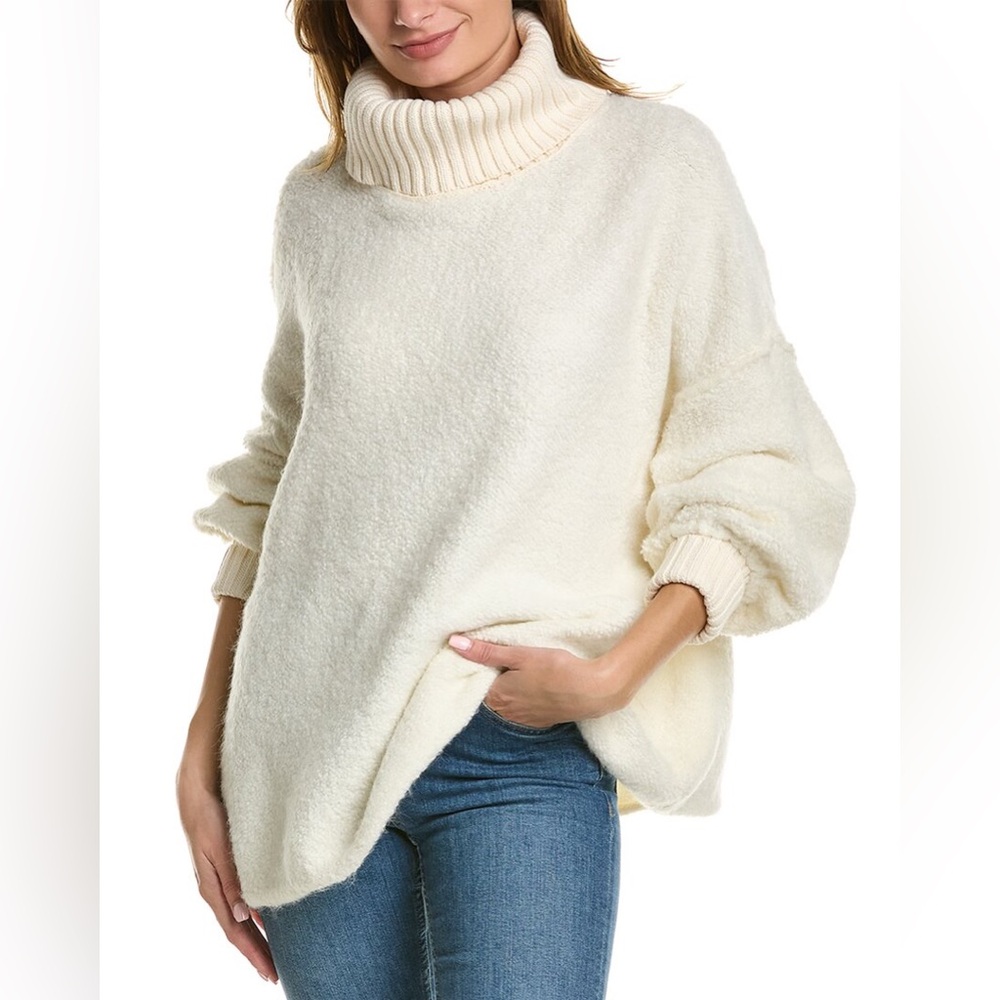NWT Free People Milo Tunic Turtleneck Sweater Cream Size M